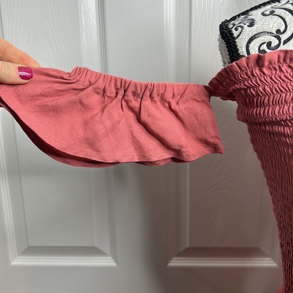 Young Fabulous & Broke maxi mauve smocked off the shoulder‎ maxi dress M Long - Picture 3 of 6